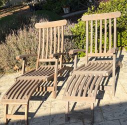 Vintage 1950’s Solid Teakwood Teak Wood Reclining Foldout Adirondack Chairs