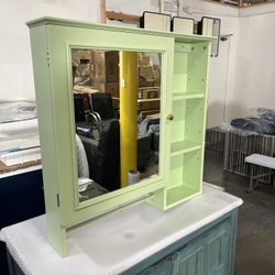 New Assembled. Bathroom Wall Cabinet With Mirror Door, 3-Tier Open Storage, Adjustable Shelves 