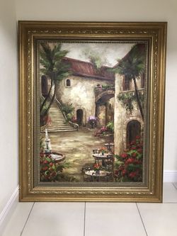 Framed oil painting