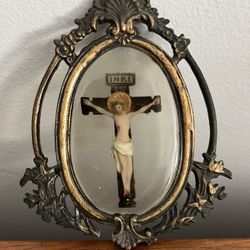 Rare Ornate Framed Crucifix 