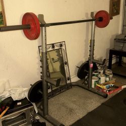 Squat Rack , Bar And Weights set 