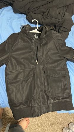 David Outwear Black Faux Leather Bomber Jacket