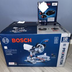 Bosch PROFACTOR 7-1/4” 18V Cordless Miter Saw + (2) 4.0Ah CORE Battery Kit – Brand New