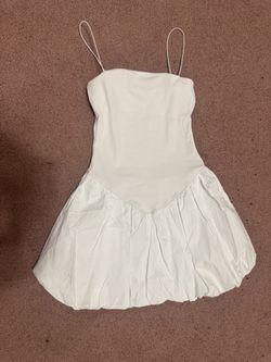 New small white short bubble y2k stretchy mini dress spaghetti strap