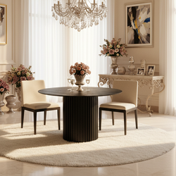 Garda 46.5" Round Wood Dining Table with Fluted Pedestal Base