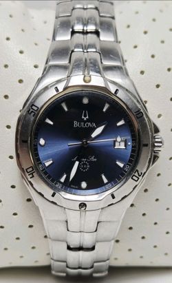 Vintage Bulova Marine Star  men's watch 96G01 Blue Dial