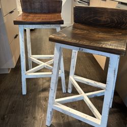 Rustic Farmhouse Bar Stools (Set of 2)