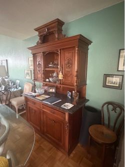 Antique Austrian Vienna Marble-Top Buffet & Hutch by Leopold Dietl – Circa 1900