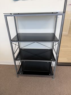 Glass & Metal 4-Tier Bookshelf