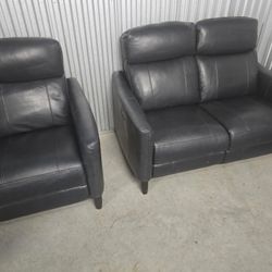 Navy Blue Recliner  Chair And Loveseat