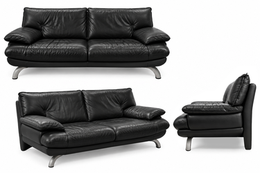 HTL / Hwa Tat Lee Genuine Leather Sofa - Black