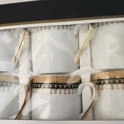 Espresso porcelain set of 6 cups and 6 saucers $15