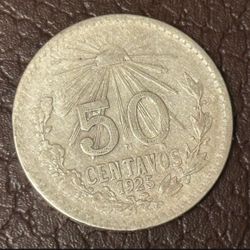 50 centavos 1925 coin of Mexico