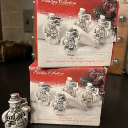 Silver Plated Snowman Napkin Rings