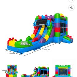 New in box Hapcap Commercial PVC Inflatable Bounce House with Water Slide Pool,Outdoor,Backyard Party,with Air Blower, combo bp3