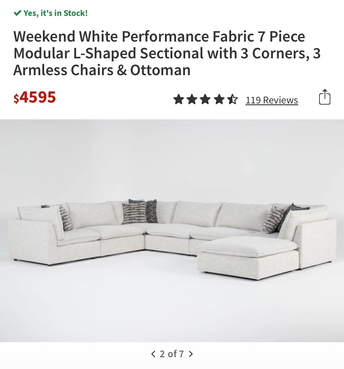 Sectional White/gray