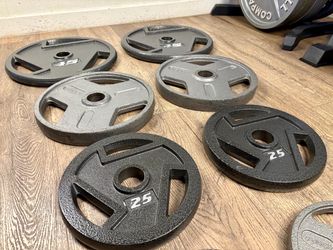 BRAND NEW Set Of Olympic Cast Iron Weight Plates  from 5s to 45s  Pounds [Total: 240 lbs]