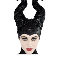 New Deluxe Disney Maleficent Costume Headpiece Evil Queen Hat Women Black Horns