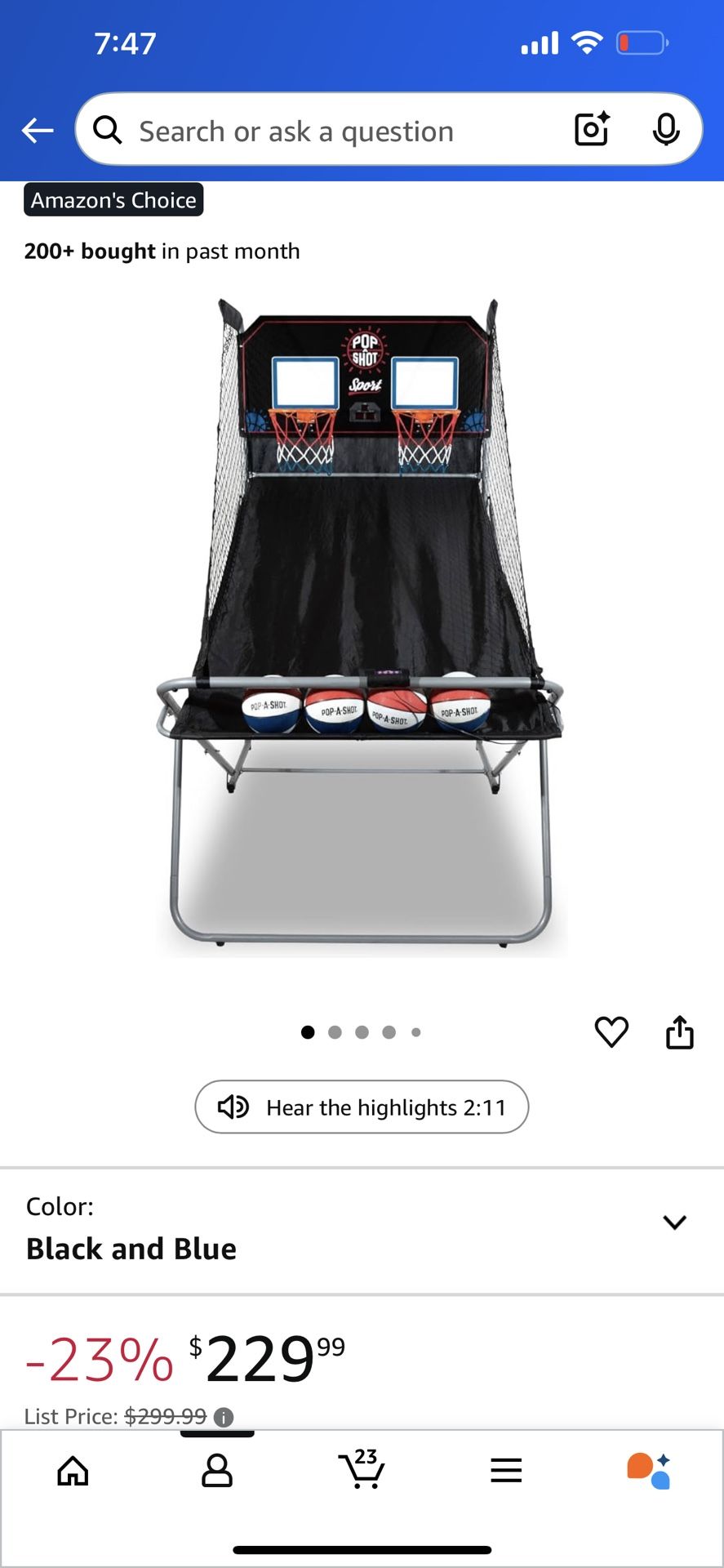 Arcade basketball game Pop-A-Shot