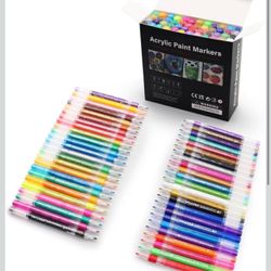 48 Colors Markers Set – Vibrant Paint Pens for Painting, Canvas,Wood, Fabric, DIY Craft Supplies – Waterproof & Quick-Drying, Ideal for Beginners