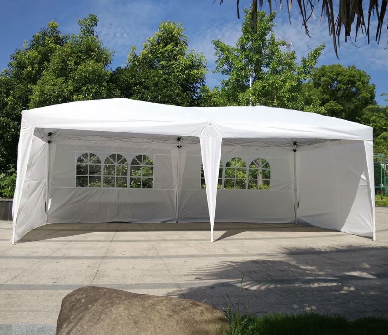 20x10 EZ Pop Up Wedding Party Tent White Gazebo w/4 Walls Easy Set Up
