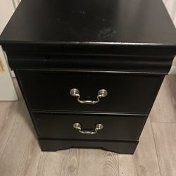 Black Wood Nightstand 