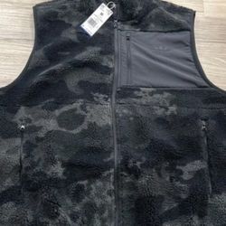 Adidas Reversible Vest Camo Zip Fleece Black Men`s Size Medium 