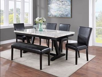 Brand New Black White 6pc Dining Table Set