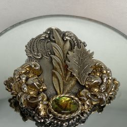 1980’s Ramona’s Jewelry Crutcher Leaves Beautiful Silver And Gold Tone Brooch