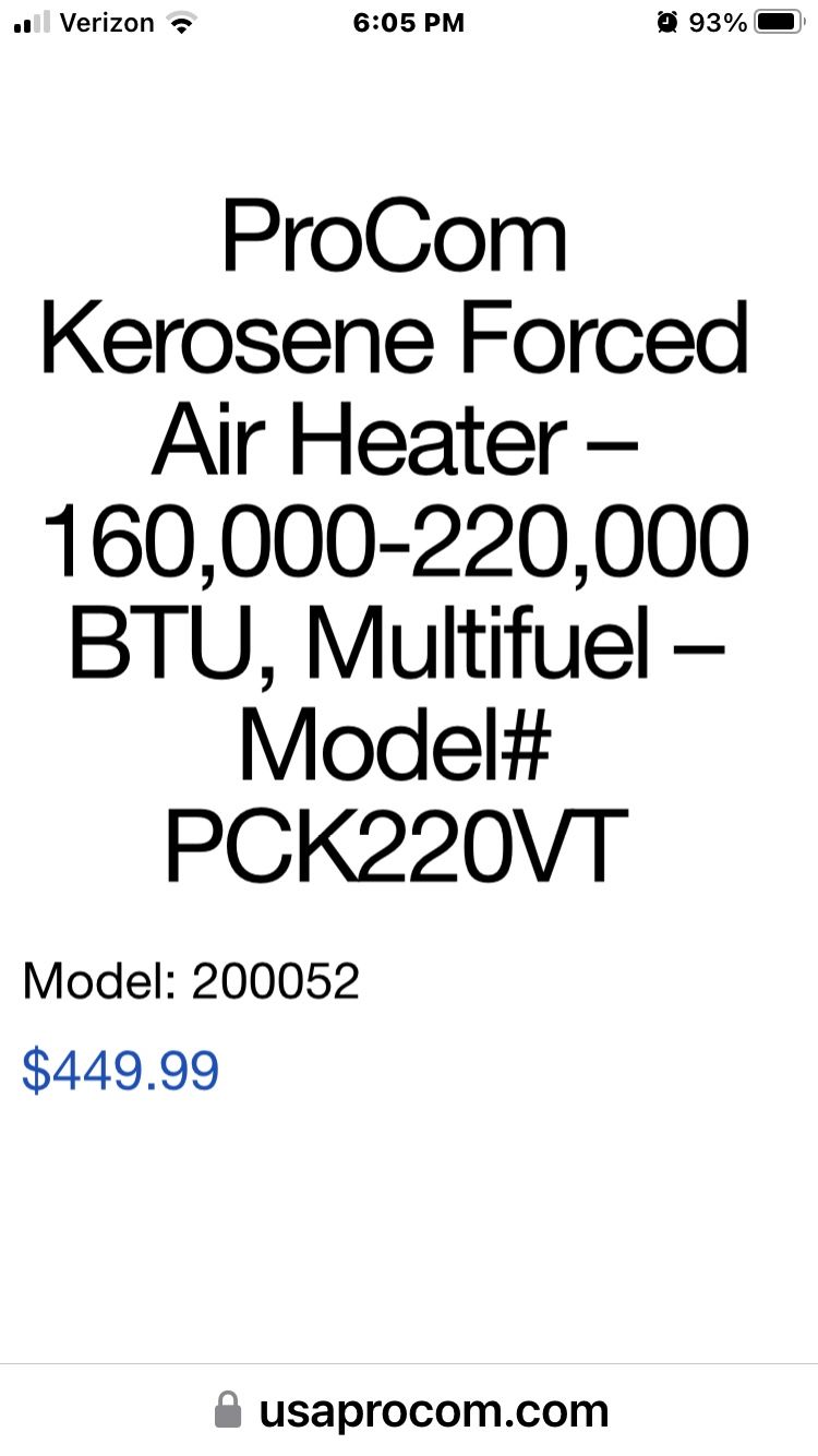 PROCOM MAGNUM KEROSENE FORCED AIR HEATER for Sale in Asheboro, NC - OfferUp