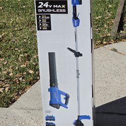 Brand New KOBALT 24-volt Cordless Battery String Trimmer and Leaf Blower and 4 Ah (Battery Included) (Charger Included)