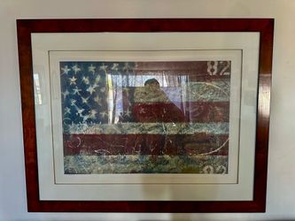 Framed Abstract American USA Flag  Print