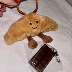 NEW Croissant Plush & Chocolate Keychain
