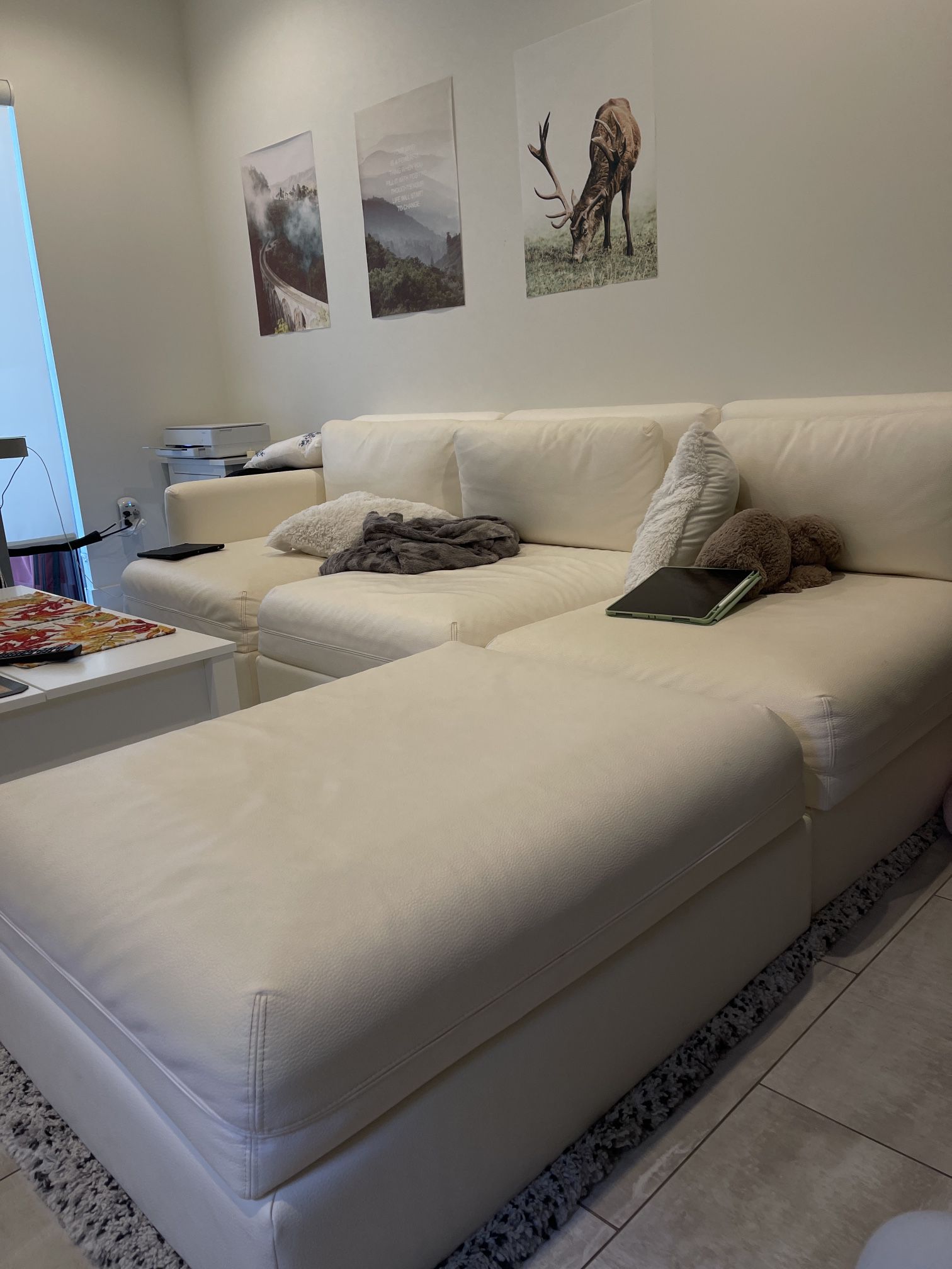 For Sale: IKEA Off-White Leather Sofa