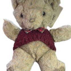 Russ Plush Bear VTG 10" Stuffed Teddy Knit Sweater Plaid Bowtie Toulouse Small  This vintage Russ plush bear is a charming addition to any stuffed ani