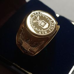 **New** United States AIR Force **22kt. Gold  Plated**Size: 9.5 **18.4 grams.