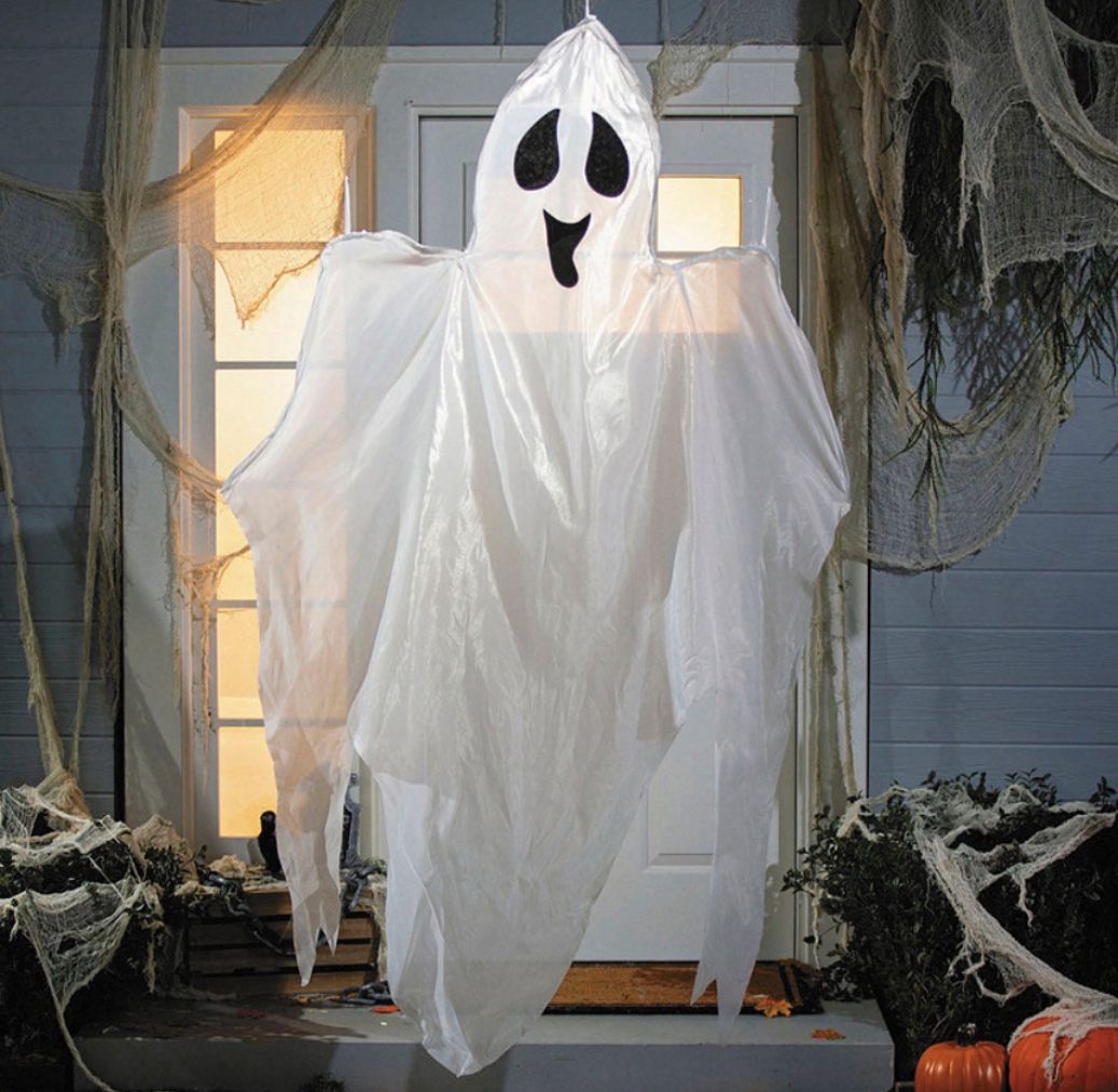 Halloween White Smiling Ghost Polyester Hanging Decoration