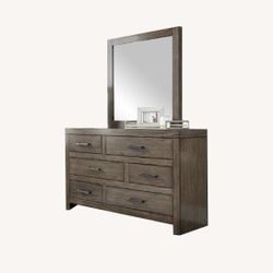Wood 6 Drawer Dresser And Mirror