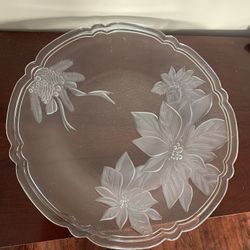 Bali Malaysia 13" Satin Poinsettia Christmas Serving Platter