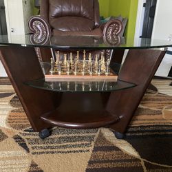 Glass Top Center/coffee Table With Wheels