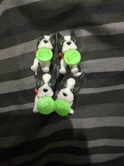 Lot Of 4 Puppy In My Pocket Series 2 Black White Boston Terrier Puppy 1.5" Spike