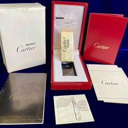 Vintage Pentagon Mini Gold Cartier Lighter New Sealed Old Stock Full Set 