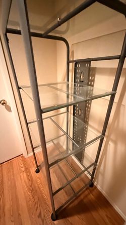 Metal and Glass 4-Tier Shelving Unit