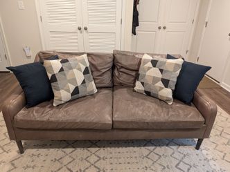 West Elm Leather Couch - 2 seat
