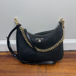 Michael Kors Black Shoulder Bag with Gold Chain Accent