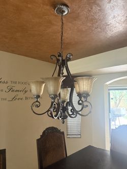 5-Light Bronze Chandelier – Great Condition