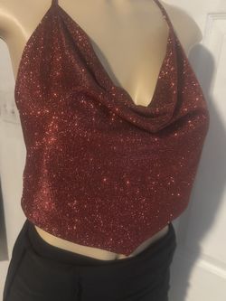 Blusa Roja Con Glitter