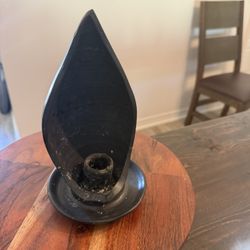 Vintage Barro Negro black pottery flame-shaped candle holder.