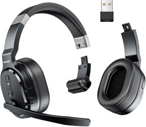 TECKNET Bluetooth Trucker Headset, Single and Dual Ear Wireless Headset with Mic for Work Noise Cancelling, 50Hrs 3 EQ Music Modes Trucker Bluetooth 
