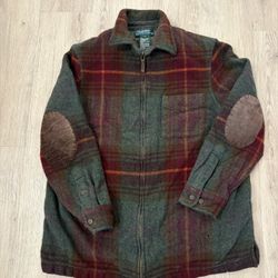 Ralph Lauren LambsWool Tartan Plaid Green Jacket Shirt Men’s S Women 1X #1448